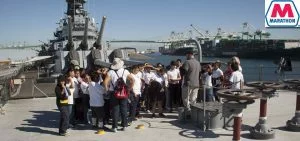child on educational field trip to Battleship Iowa in San Pedro CA
