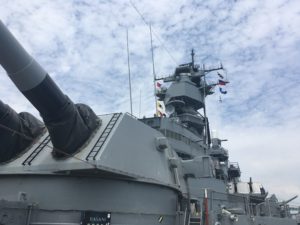 Battleship IOWA under humid skies Aug 2020