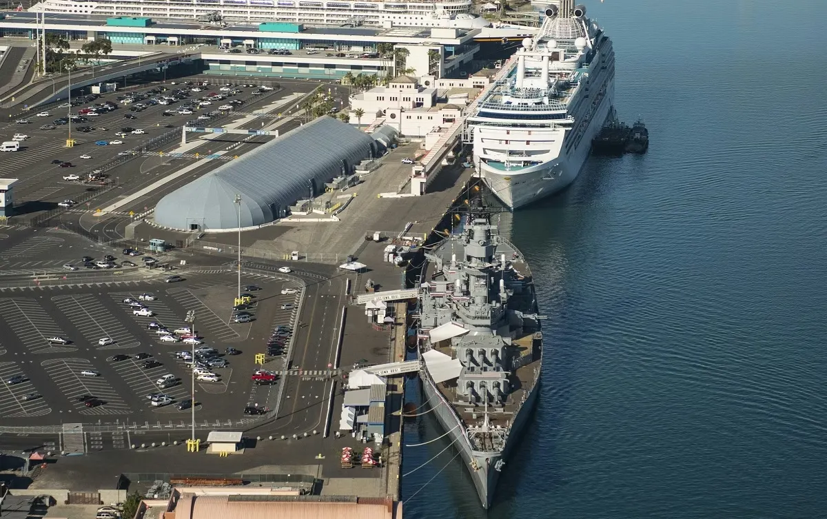 Battleship IOWA is right next door to the LA World Cruise Terminal