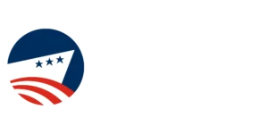 Logo with a stylized white battleship, blue circle background, two blue stars, and red stripes. Text reads: Battleship IOWA Home of National Museum of the Surface Navy..